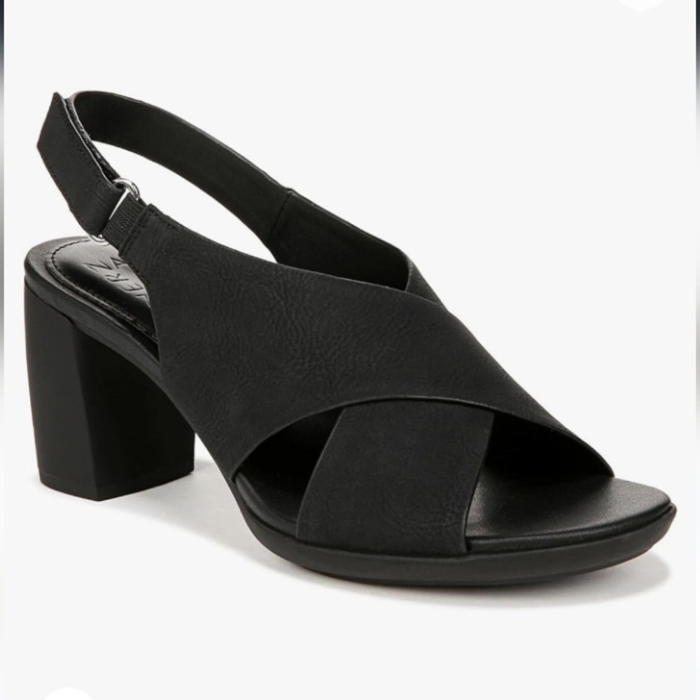 Naturalizer Women's Leather Peep Toe Slingback Block Heel Sandal, Size 7M
